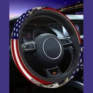 15'' American Flag Car Steering Wheel Cover, Anti Slip Wheel Protector